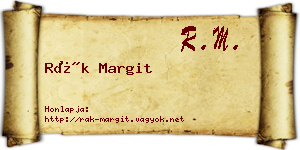 Rák Margit névjegykártya