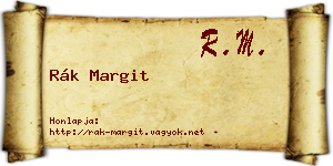 Rák Margit névjegykártya